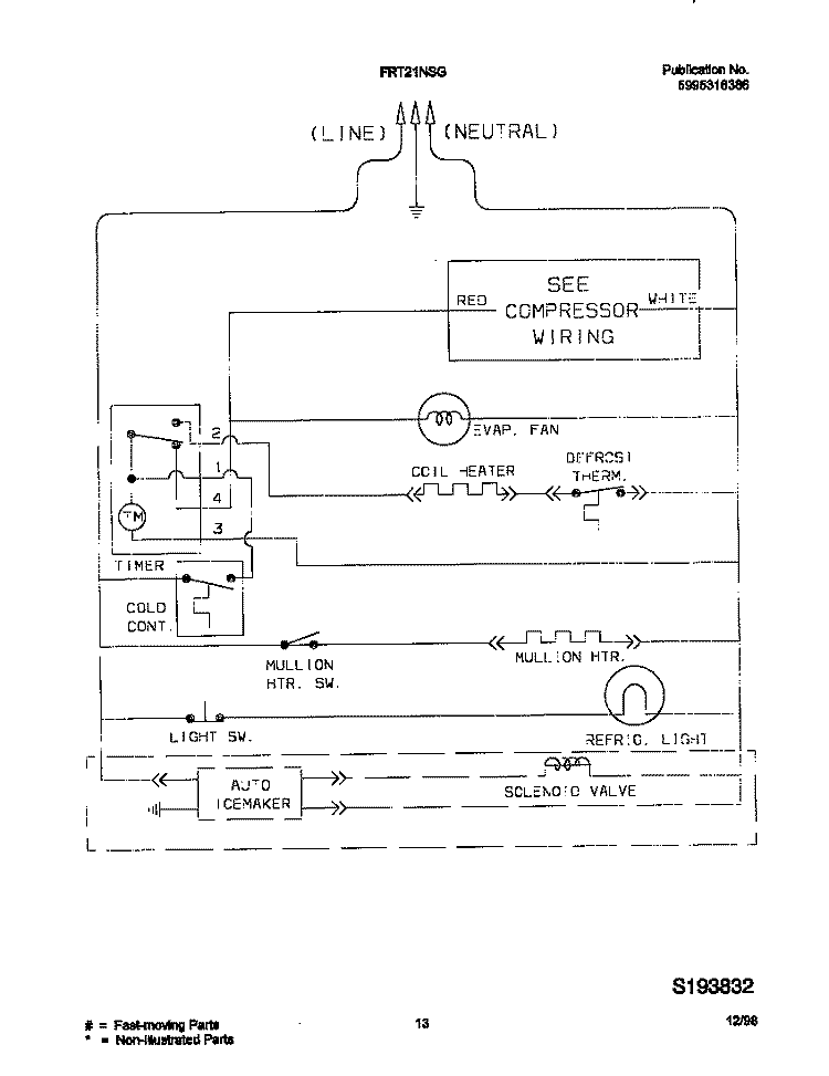 WIRING DIAGRAM Diagram and Parts List for FRT21NSGD2  Frigidaire Refrigerator