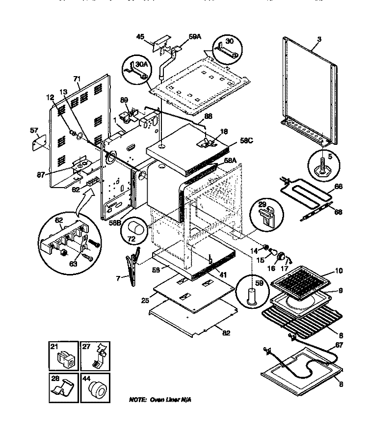 BODY Diagram and Parts List for TEF357BCWA  Tappan Range