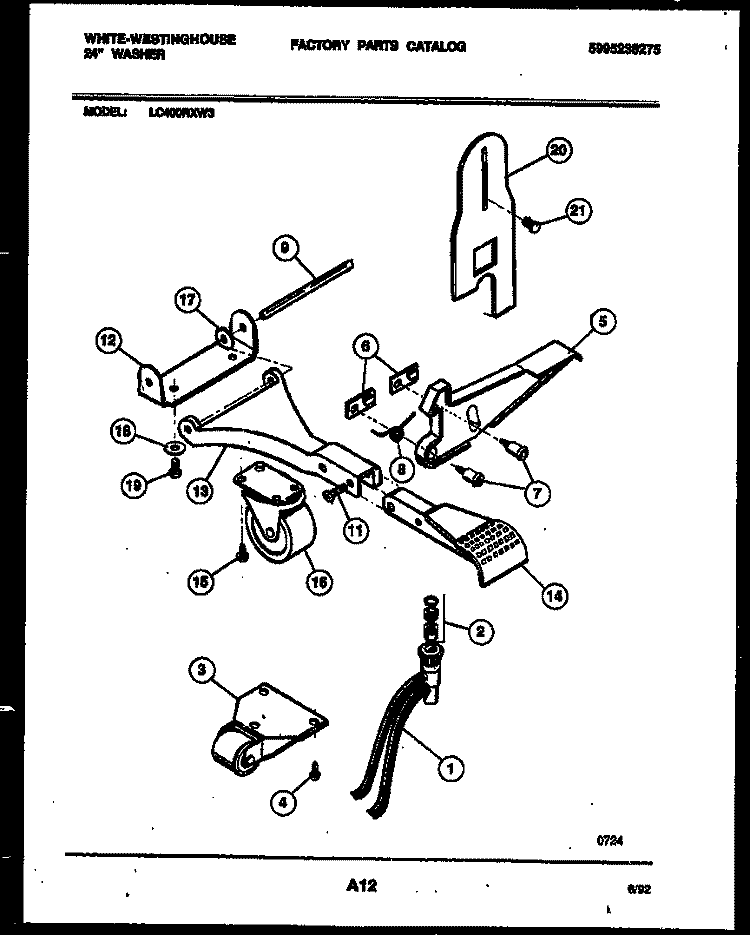 PORTABLE WASHER COMPONENTS Diagram and Parts List for LC400RXD3  Frigidaire Washer