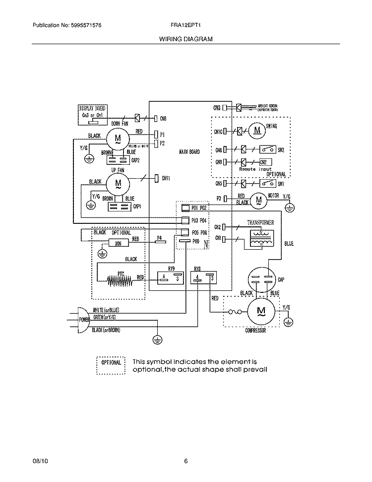 WIRING DIAGRAM Diagram and Parts List for FRA12EPT11  Frigidaire Air Conditioner