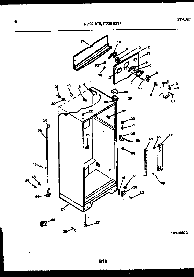 CABINET PARTS Diagram and Parts List for FPGS18TSLW0  Frigidaire Refrigerator