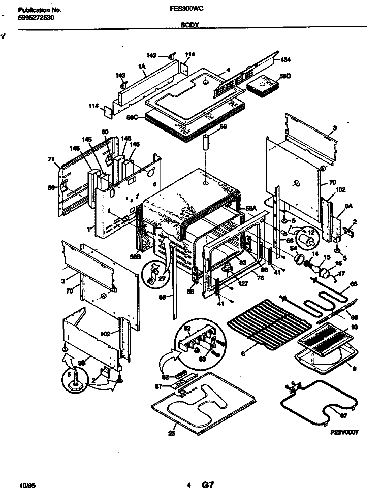 BODY Diagram and Parts List for FES300WCD2  Frigidaire Range