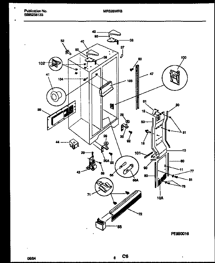 CABINET PARTS Diagram and Parts List for MRS26WRBD0  Frigidaire Refrigerator