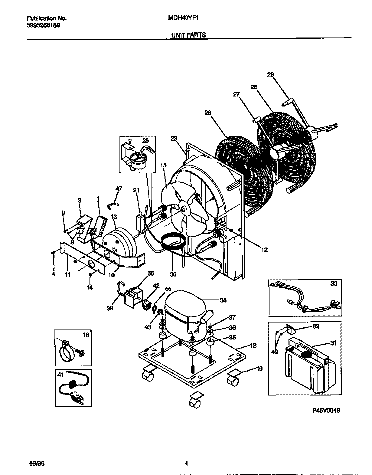 UNIT PARTS Diagram and Parts List for MDH40YF1  Frigidaire Dehumidifier