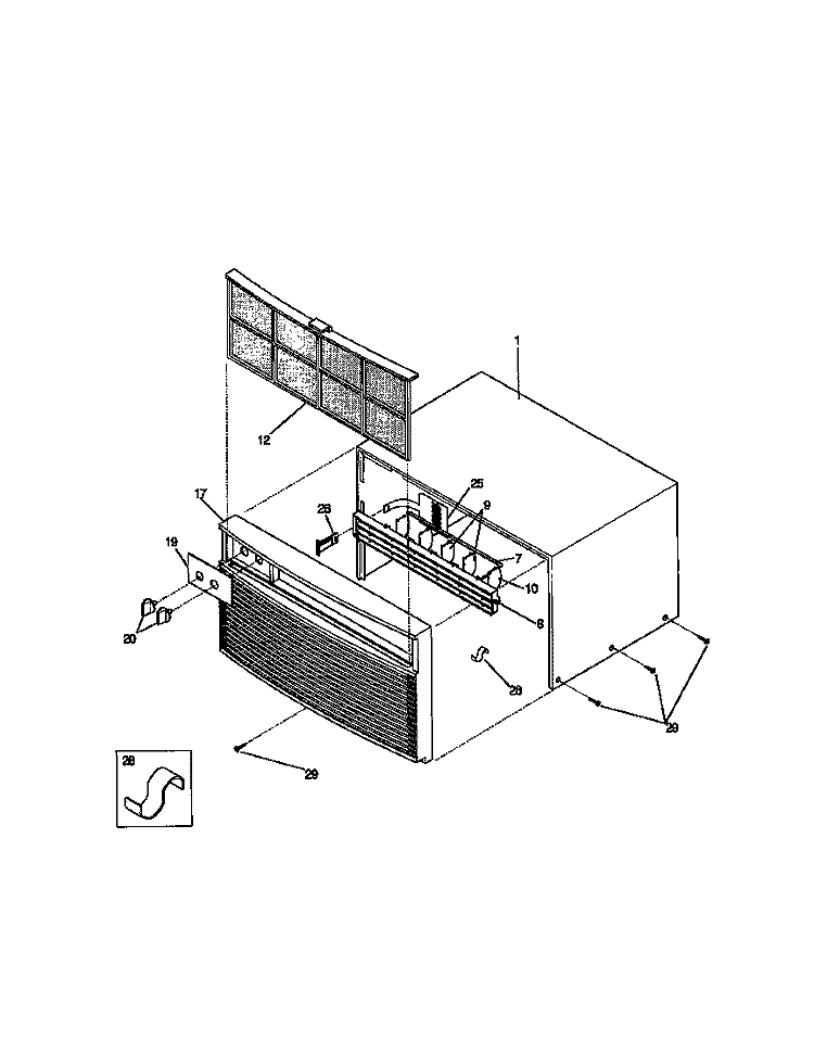 CABINET FRONT, WRAPPER Diagram and Parts List for GAC053T7A6  Gibson Air Conditioner