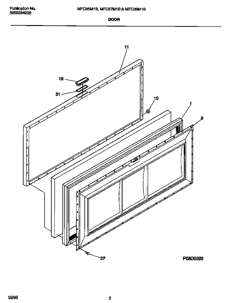 DOOR Diagram and Parts List for MFC05M1BW1  Uni Freezer