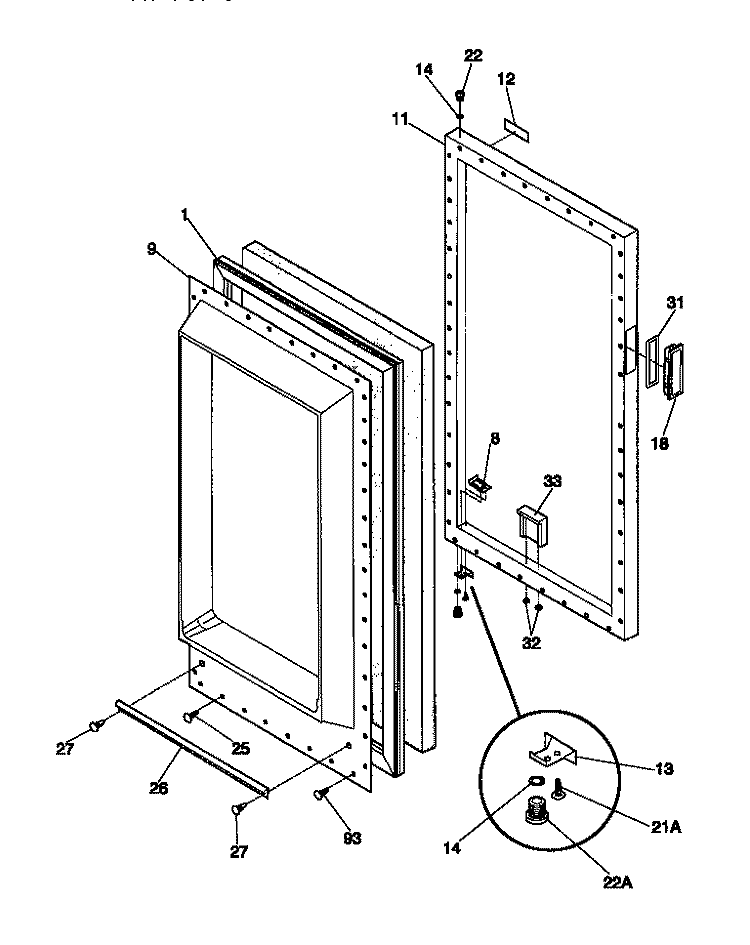 DOOR Diagram and Parts List for MFU12M0BW2  Frigidaire Freezer