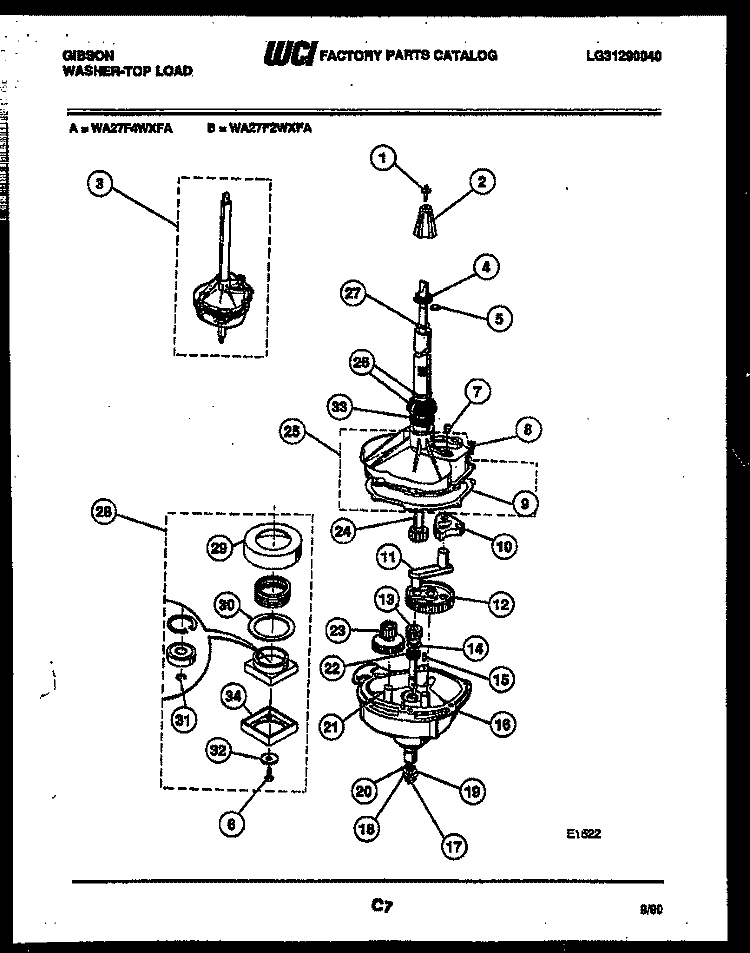 TRANSMISSION PARTS Diagram and Parts List for WA27F2WXFA  Gibson Washer