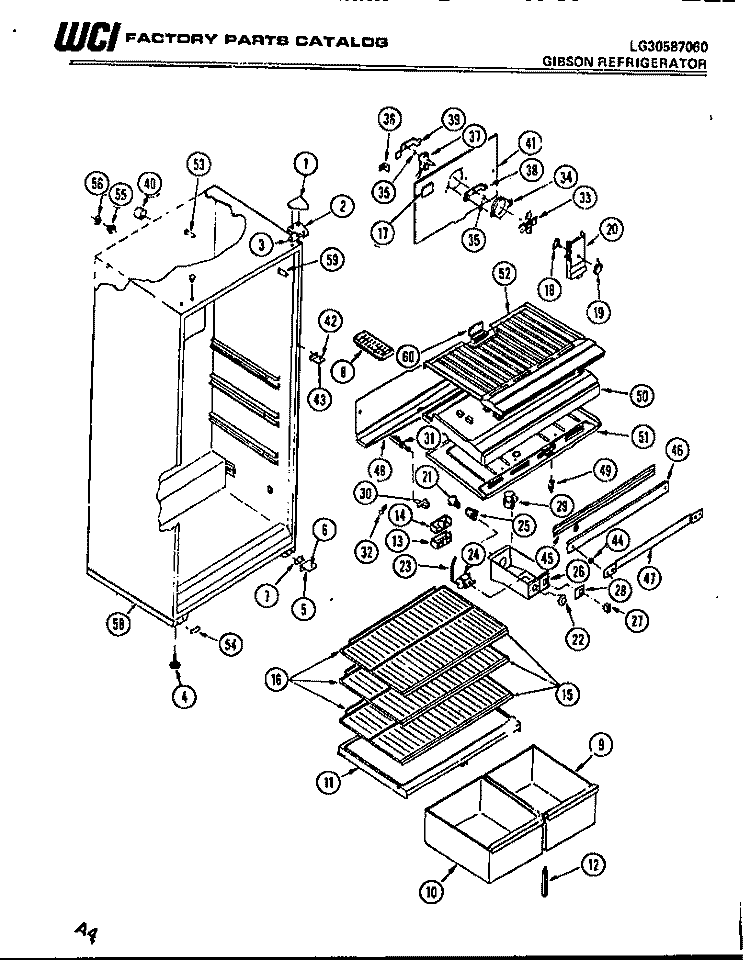 CABINET PARTS Diagram and Parts List for RT17F3WT3A  Gibson Refrigerator