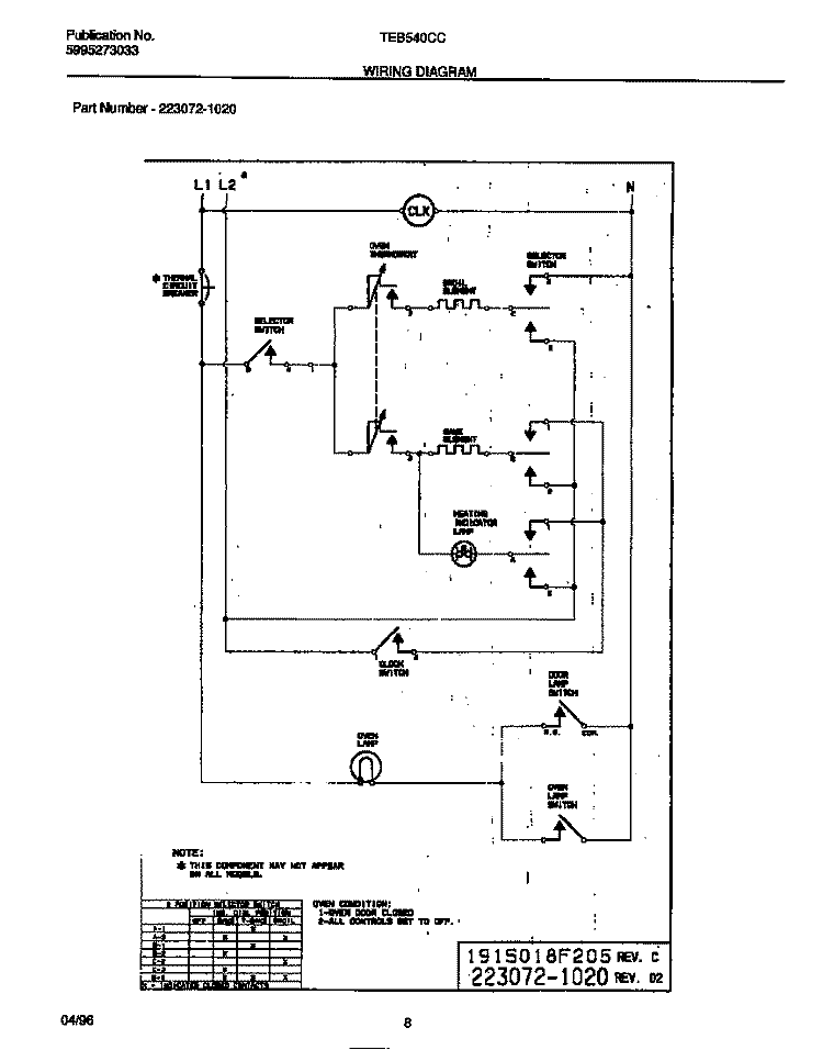 WIRING DIAGRAM Diagram and Parts List for TEB540CCB1  Tappan Wall Oven