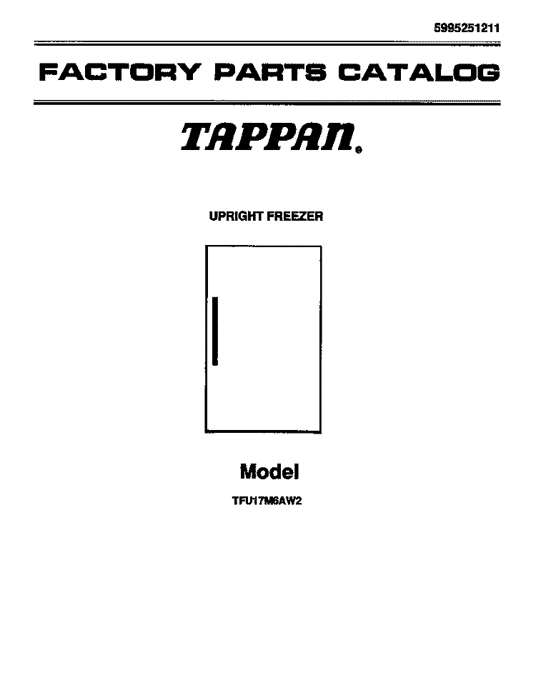 COVER Diagram and Parts List for TFU17M6AW3  Tappan Freezer