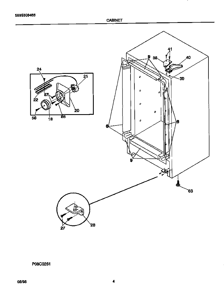 CABINET Diagram and Parts List for MFU12M0GW0  Frigidaire Freezer