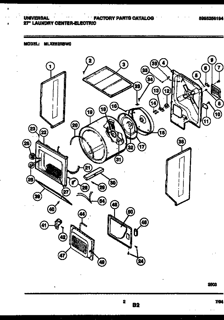 CABINET AND COMPONENT PARTS Diagram and Parts List for MLXE62RBWW0  Frigidaire Washer Dryer Combo