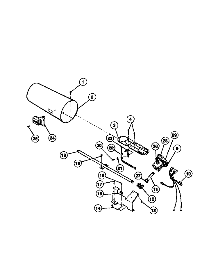 GAS VALVE, BURNER ASSEMBLY AND SENS Diagram and Parts List for FDG546DBD1  Frigidaire Dryer