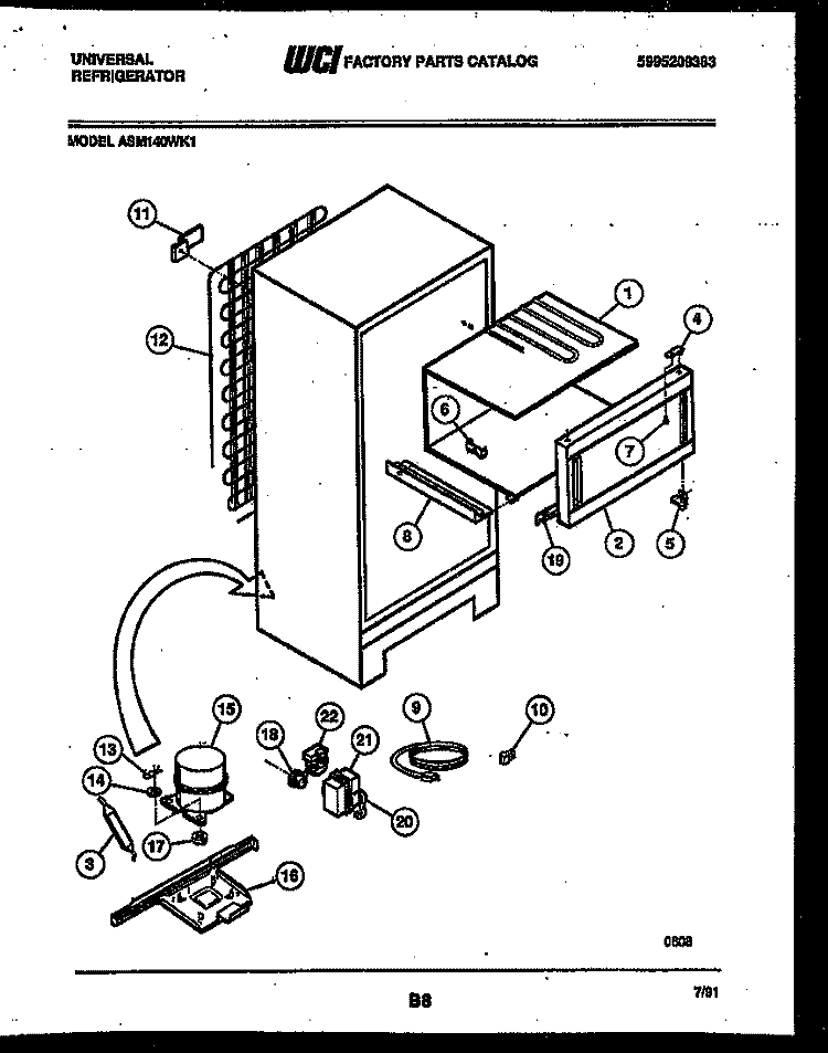 SYSTEM AND AUTOMATIC DEFROST PARTS Diagram and Parts List for ASM140WK1  Frigidaire Refrigerator