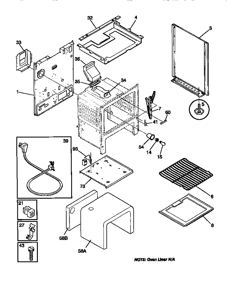 BODY Diagram and Parts List for WGF323BADC  Frigidaire Range