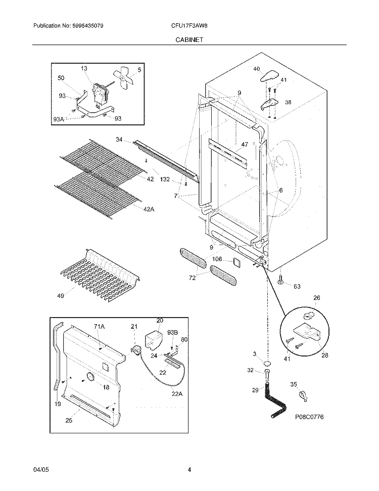 CABINET Diagram and Parts List for CFU17F3AW8  Uni Freezer