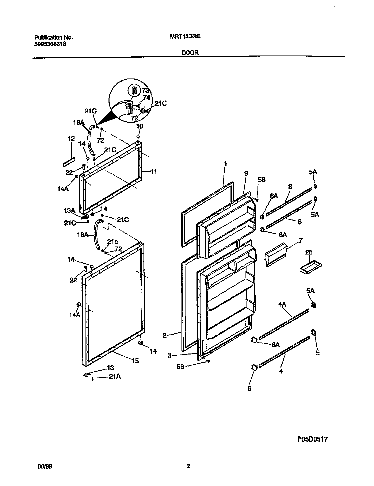DOOR Diagram and Parts List for MRT13CREW3  Uni Refrigerator