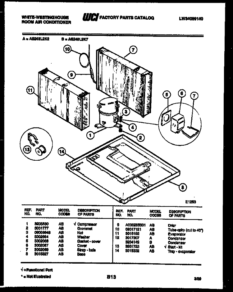SYSTEM PARTS Diagram and Parts List for AS248L2K2  Frigidaire Air Conditioner