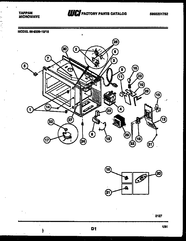 FUNCTIONAL PARTS Diagram and Parts List for 56-9339-10-15  Tappan Microwave