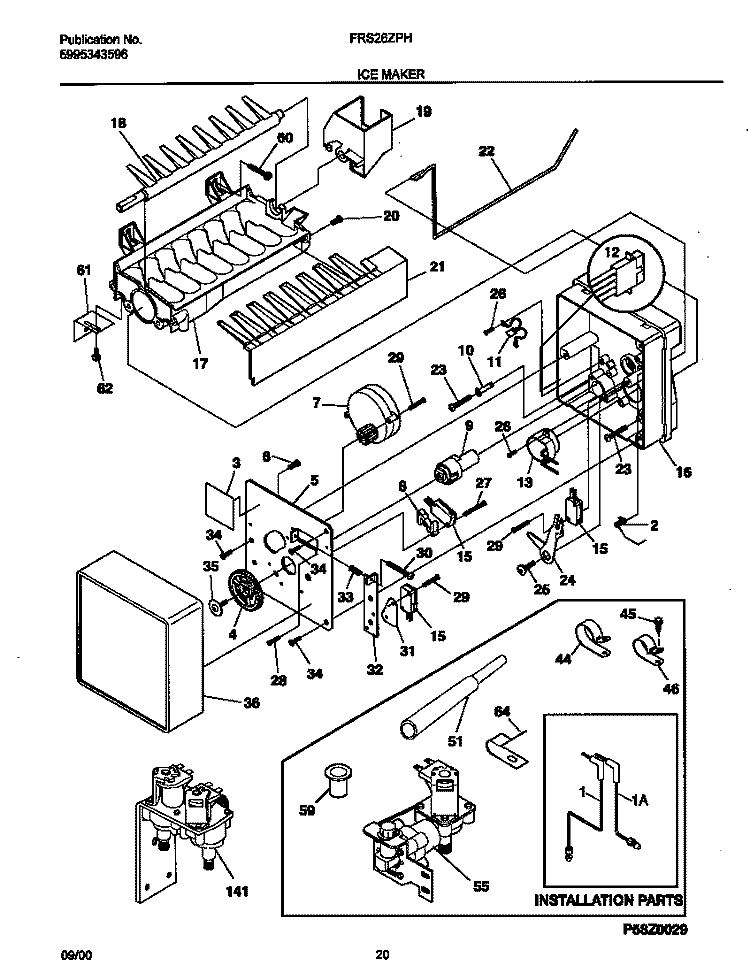 ICE MAKER Diagram and Parts List for FRS26ZPHD3  Frigidaire Refrigerator
