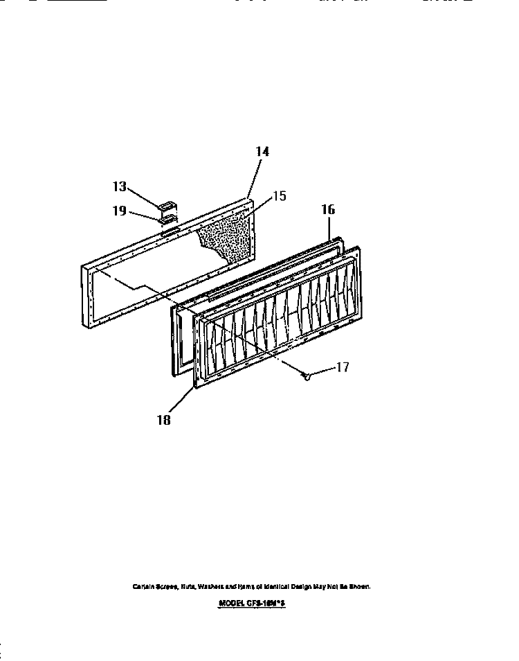 CABINET LID Diagram and Parts List for CFS16MW3  Frigidaire Freezer