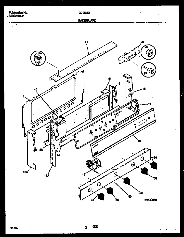 BACKGUARD Diagram and Parts List for 30-3352-00-03  Tappan Range