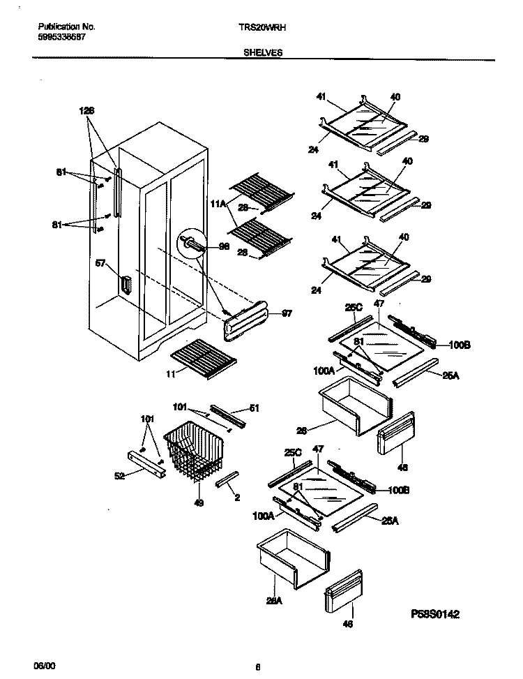 SHELVES Diagram and Parts List for TRS20WRHD4  Tappan Refrigerator