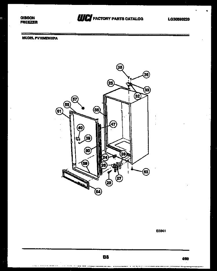 CABINET PARTS Diagram and Parts List for FV16M2WXFA  Gibson Freezer