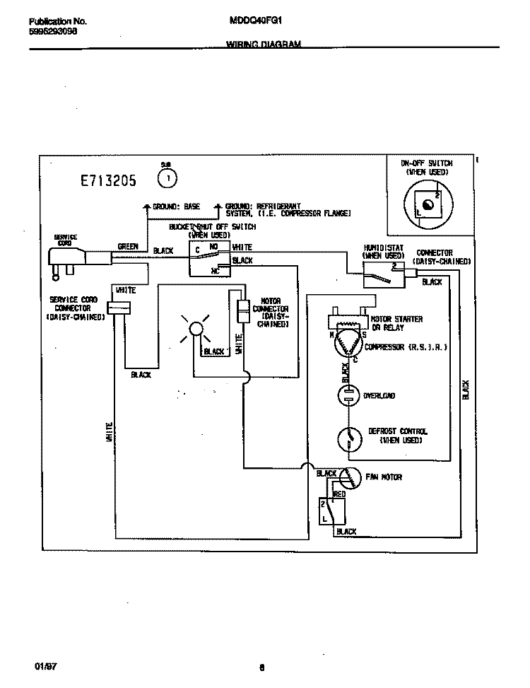 WIRING DIAGRAM Diagram and Parts List for MDDQ40FG1  Gibson Dehumidifier