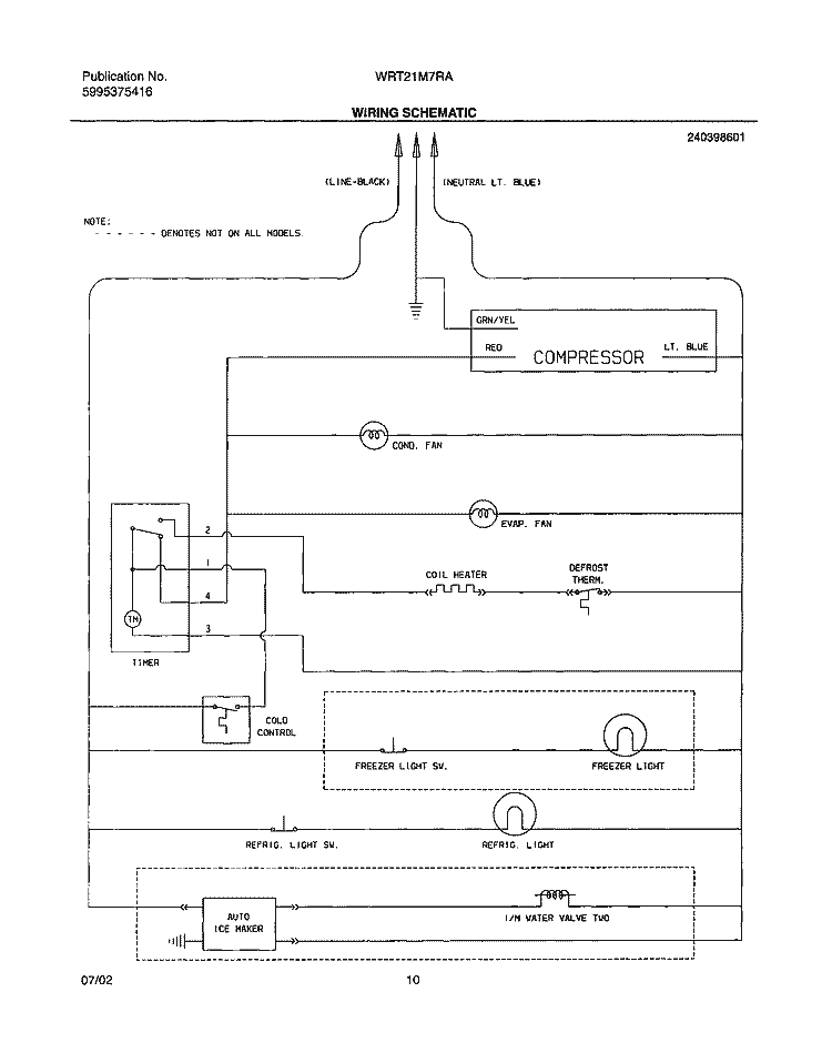 WIRING SCHEMATIC Diagram and Parts List for WRT21MR7AS3  Westinghouse Refrigerator