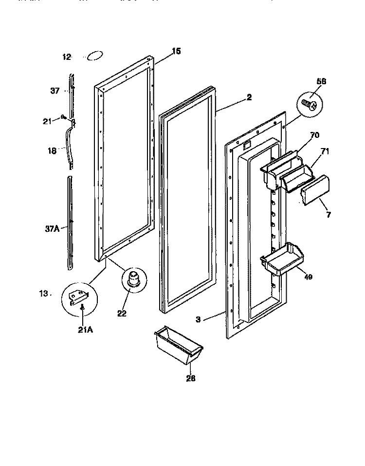 CABINET Diagram and Parts List for F45XH28BW0  Frigidaire Refrigerator