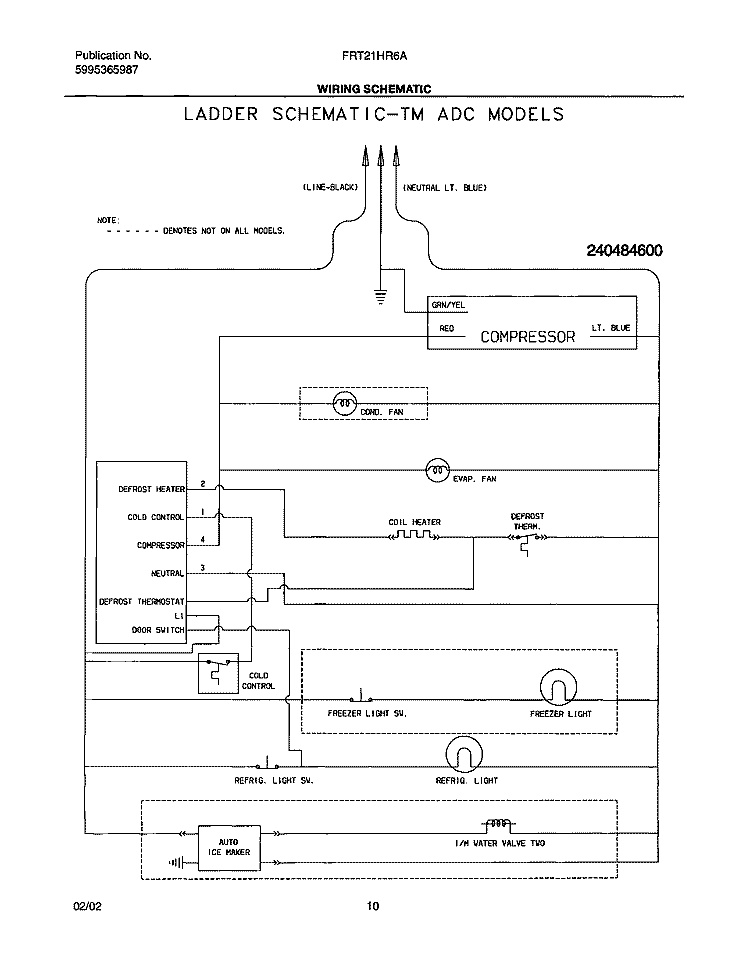 WIRING SCHEMATIC Diagram and Parts List for FRT21HR6AB2  Frigidaire Refrigerator