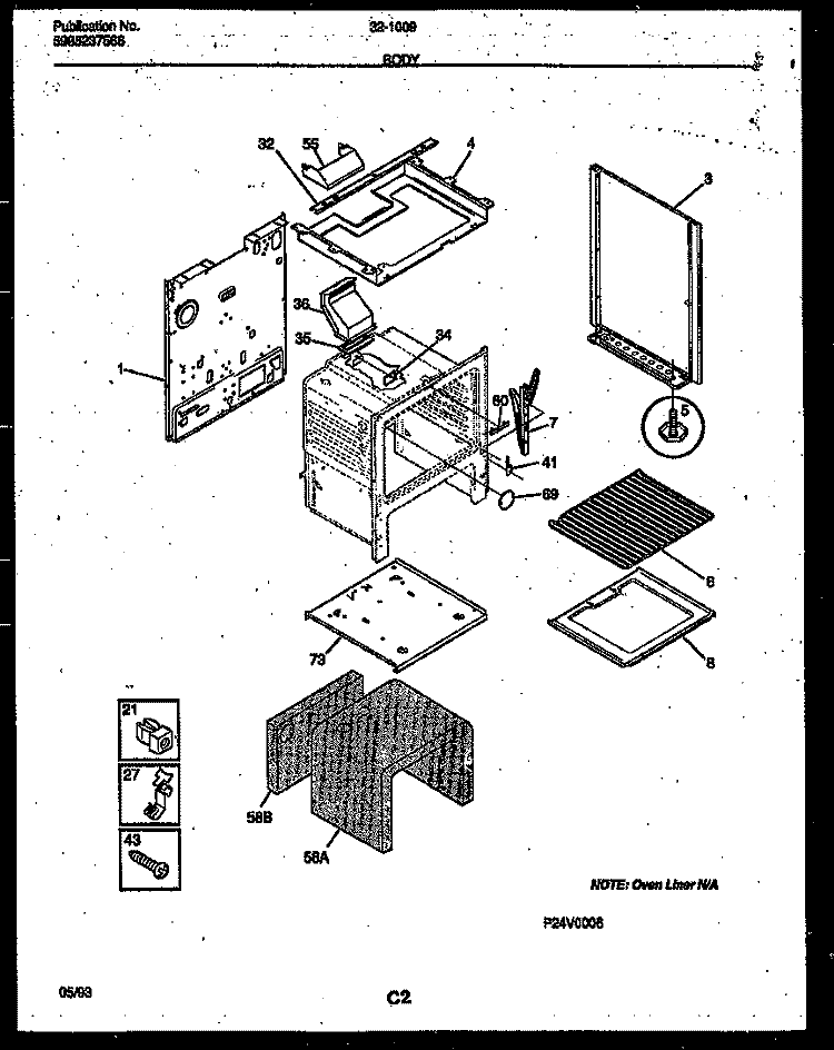 BODY PARTS Diagram and Parts List for 32-1009-23-09  Tappan Range