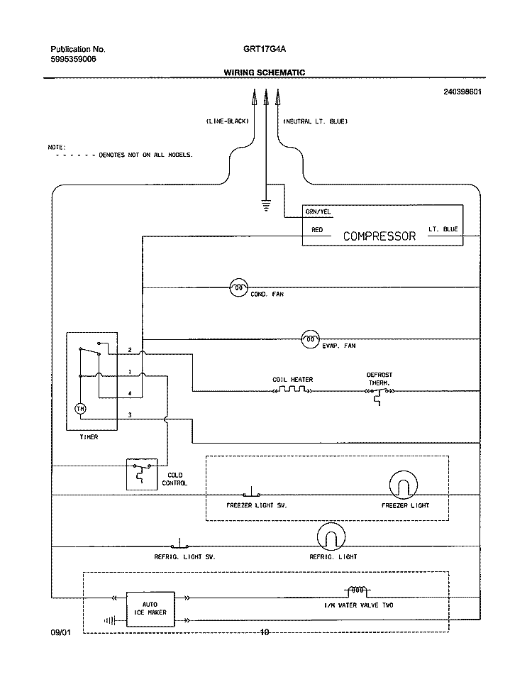 WIRING SCHEMATIC Diagram and Parts List for GRT17G4AW0  Gibson Refrigerator
