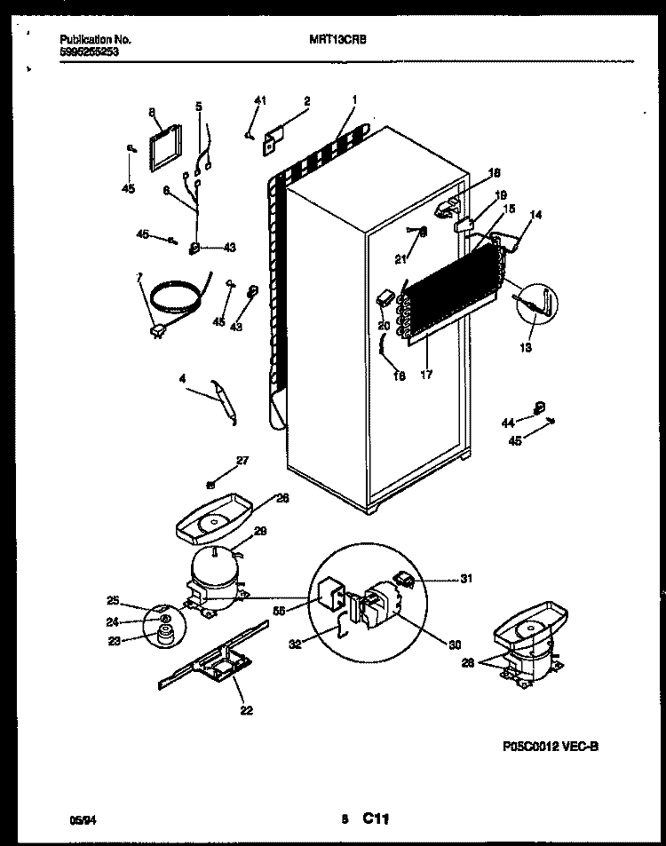 SYSTEM AND AUTOMATIC DEFROST PARTS Diagram and Parts List for MRT13CRBY0  Frigidaire Refrigerator