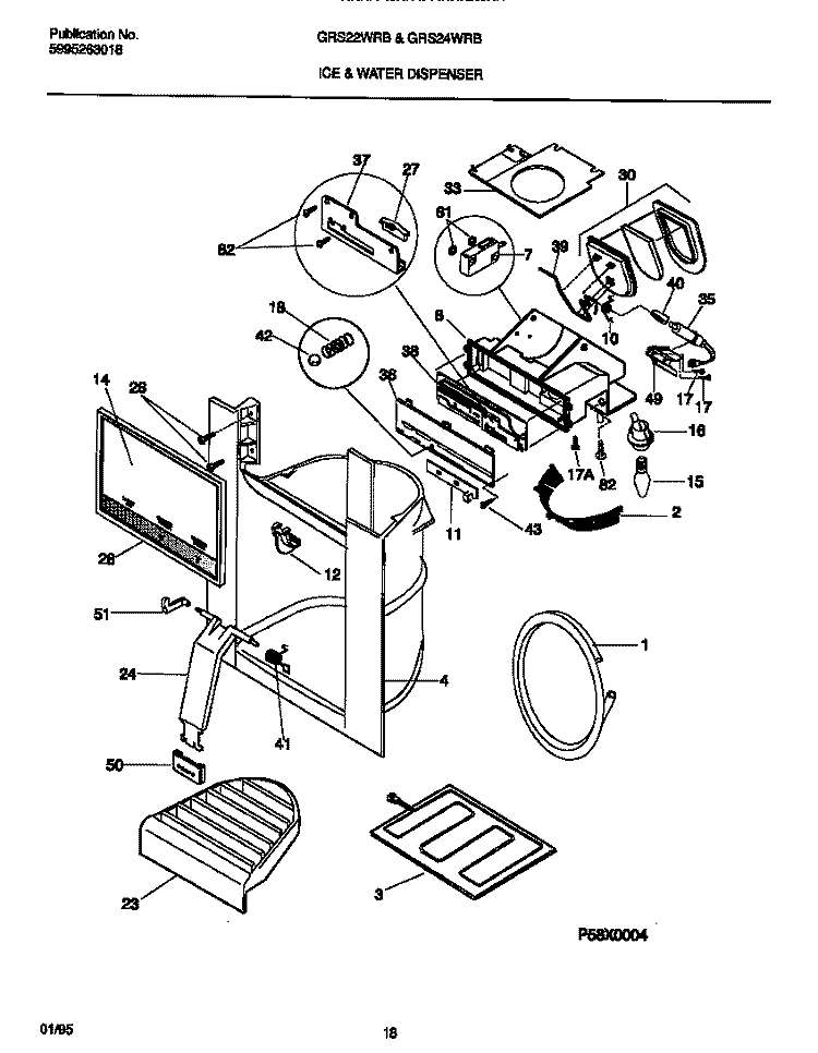 ICE & WATER DISPENSER Diagram and Parts List for GRS22WRBW1  Gibson Refrigerator