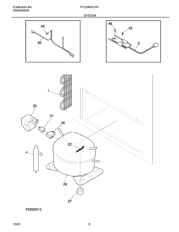 SYSTEM Diagram and Parts List for FFC09K0CW1  Frigidaire Freezer