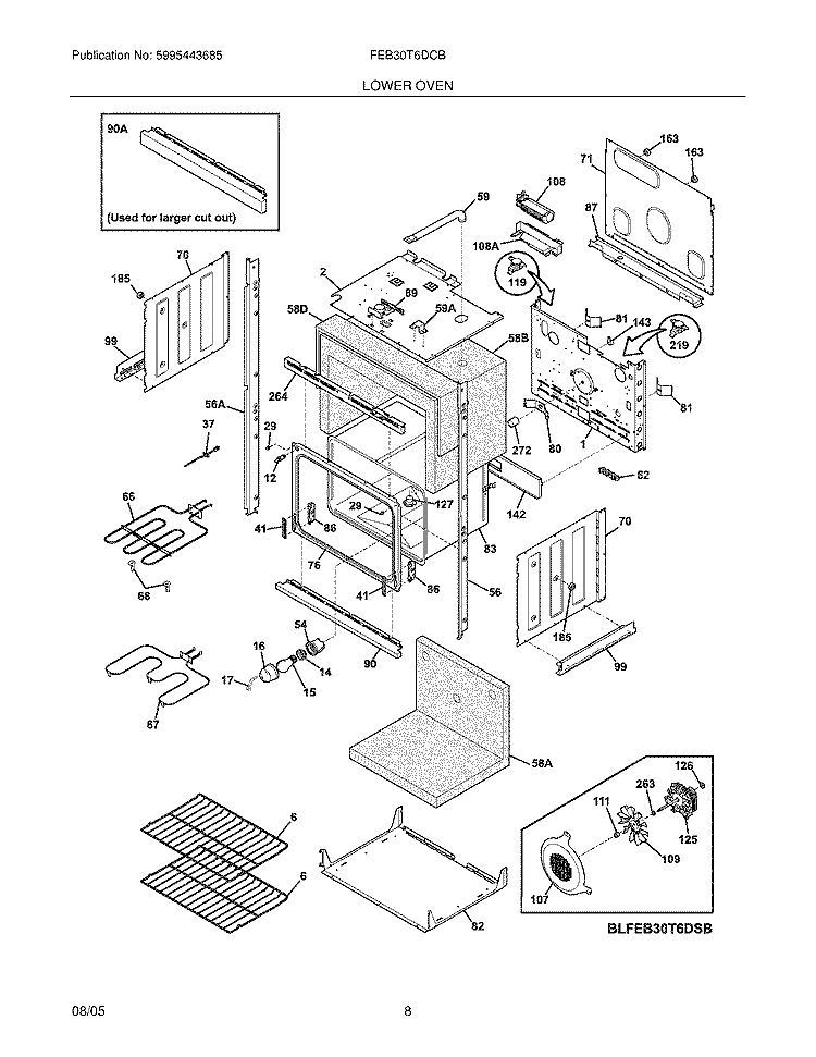 LOWER OVEN Diagram and Parts List for FEB30T6DCB  Frigidaire Wall Oven