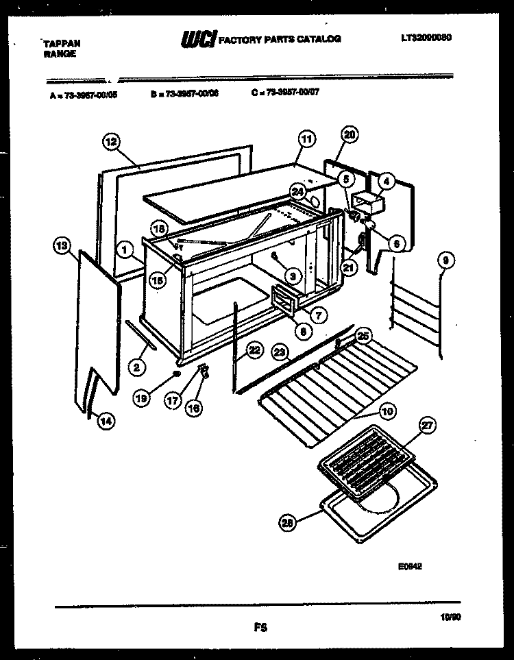 UPPER BODY PARTS Diagram and Parts List for 73-3957-23-06  Tappan Range