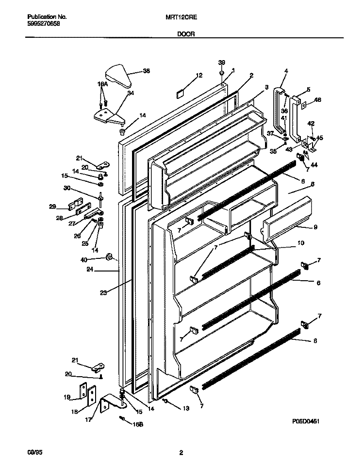 DOOR Diagram and Parts List for MRT12CRED1  Frigidaire Refrigerator