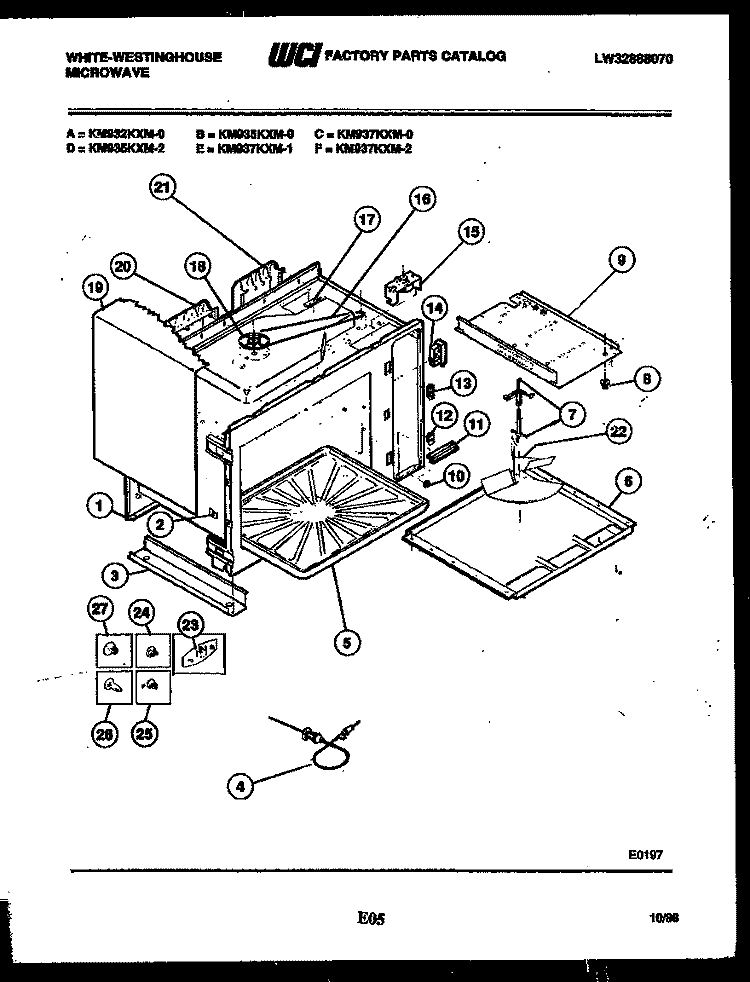 BODY PARTS Diagram and Parts List for KM935KXM0  Frigidaire Microwave