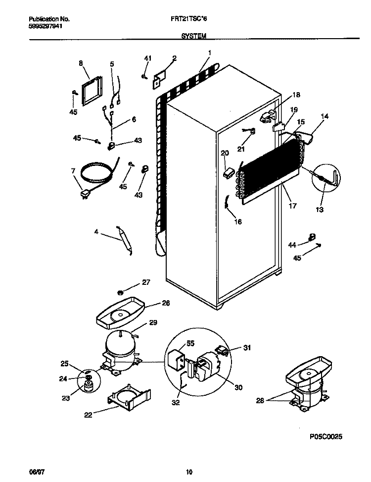 SYSTEM Diagram and Parts List for FRT21TSCW6  Frigidaire Refrigerator