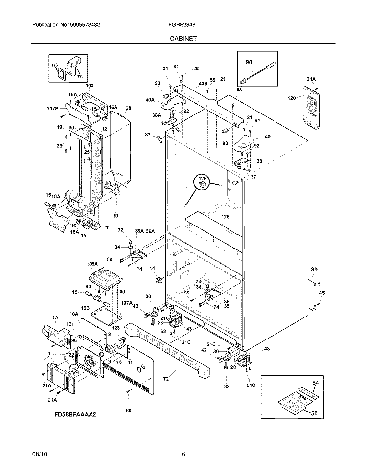 CABINET Diagram and Parts List for FGHB2846LF1  Frigidaire Refrigerator