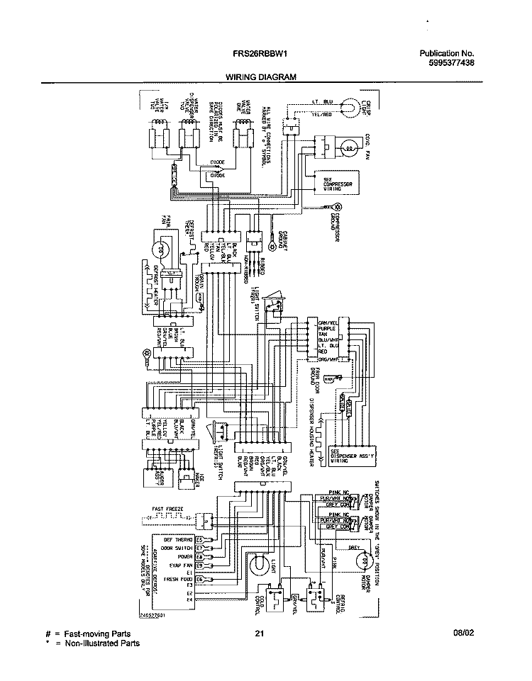 WIRING DIAGRAM Diagram and Parts List for FRS26RBBW1  Frigidaire Refrigerator