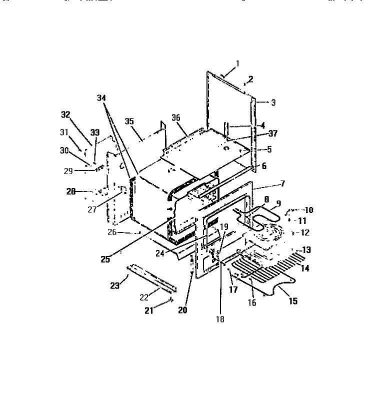OVEN LINER, HEATING ELEMENTS, SIDE Diagram and Parts List for R24CL1  Frigidaire Range