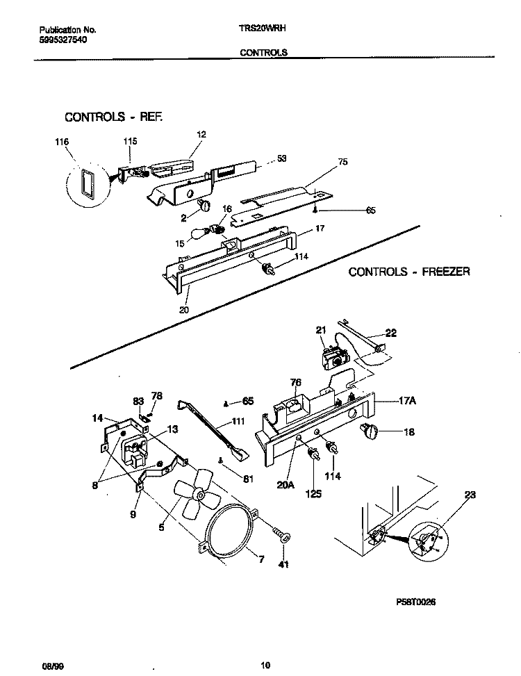 CONTROLS Diagram and Parts List for TRS20WRHD2  Tappan Refrigerator