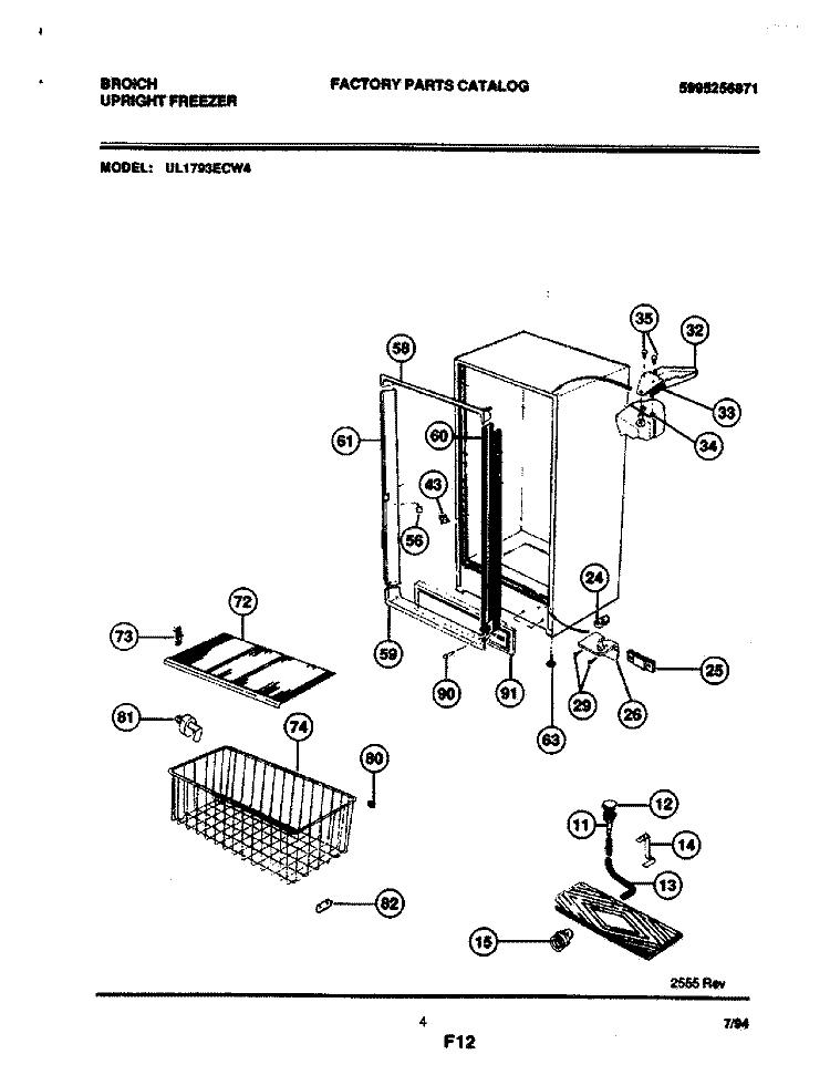 CABINET Diagram and Parts List for UL1793ECW4  Electrolux Freezer