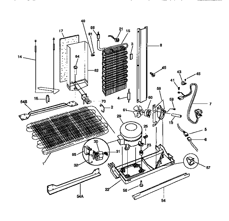 SYSTEM Diagram and Parts List for GRS22WNCD1  Gibson Refrigerator