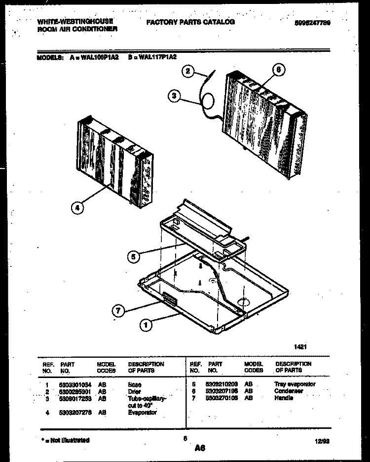 UNIT PARTS Diagram and Parts List for WAL117P1A2  Frigidaire Air Conditioner